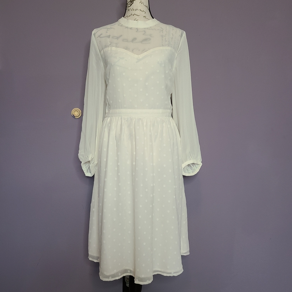 Modcloth Ivory Polka Dot Dress